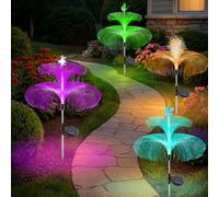 KUWUNG Solar Lights Outdoor Garden Ornaments, 4 Pack 7 Colour Changing Solar Jellyfish Lights, Waterproof Solar Garden Lights, Double Jellyfish Decorative Solar Lights for Yard Pathway Lawn Party