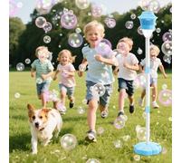 KUWUNG Standing Bubble Machine with Lights and Music for Outdoor, 118cm Street Light Design Bubble Makers, Rechargeable Bubble Machine Automatic Height Adjustable for Garden Birthday Wedding Party