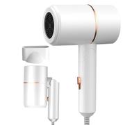 KUWUNG Travel Hairdryer, Foldable Small Hair Dryer, Portable Ionic Hairdryer with Styling Nozzle, Fast Drying Blow Dryer with Hot/Cold Button, Travel Hair Dryer for Women, Home, Travel, Salon