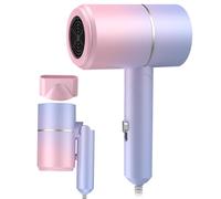 KUWUNG Travel Hairdryer, Foldable Small Hair Dryer, Portable Ionic Hairdryer with Styling Nozzle, Fast Drying Blow Dryer with Hot/Cold Button, Travel Hair Dryer for Women, Home, Travel, Salon