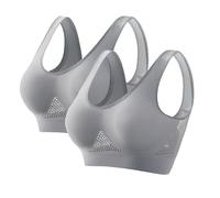 Kuxiadan 2pc Breathable Cool Liftup Air Bra Sports Bras Women Seamless Everyday Bra with Padded Summer Breathable and Comfortable Mesh Sports Bralette for Women for Yoga Running Crop Top