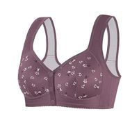 Kuxiadan Front Fastening Bras for Women UK Wireless Push Up Bras Comfort Full Coverage Sports Soft Underwear Wide Shoulder Straps Ladies Bralettes Plus Size Daisy Print Bralettes for Everyday Purple
