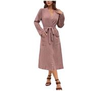 Kuxiadan Waffle Dressing Gown Women Robes for Women Knit Bathrobe Soft Lightweight Loungewear Long Knit Dressing Gown with Belt and Pockets Elegant Kimono Robe for All Seasons Spa Hotel, Homewear XXL