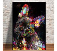 Kuyangart Bedroom Wall Decor Graffiti Art Colorful French Bulldog Posters Canvas Wall Art Animals Pet Dog Pictures 40x60cmx1pcs frameless