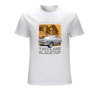 KuyAteYS Men's Two Lane Blacktop T Shirt Cult Car Movie 100% Cotton Brand Shirts White L