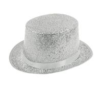 KUYCCSTRESI Magician Hat Classic Top Hat for Stage Shows Performance Formal Events Fancy Dress Accessory Theatre Show Headwear Christmas Party Attire Sleek Design(Silver White_58cm 3pcs)