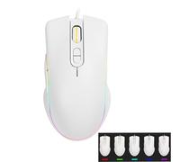 KUYHRF Gaming Mouse,RGB Wired Optical Gamer Mouse & 5 Backlit Modes,1200-1800-2400-3600DPI Ergonomic Computer Mouse Gaming for Windows/PC/Mac/Laptop Gamer- Mercury White