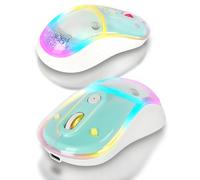 KUYHRF Wireless Bluetooth Mouse, Cute Silent Rechargeable Mouse, RGB Light, Magnetic Sand Flow Design, Type-C Charging, Portable for Laptop, PC, and Mac (Fresh Green)
