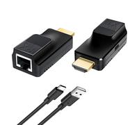 KUYIA HDMI Extender Over Ethernet60M/196ft With 1080P@60Hz 3D Repeater RJ45 to HDMI Converter Transfer Single by Cat5e/Cat6/ OFC Cable with 5V Power Adapter