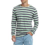 KUYIGO Mens Long Sleeve Striped T Shirts Classic Crew Neck Cotton Tee Tops | Premium cotton,breathable & soft,striped,embroidered K,split hem.Versatile daily wear for all.Halloween chic,street style