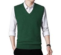 KUYIGO Men's Pullover V-Neck Sweater Lightweight Knit Sleeveless Vest XXL Hunter Green