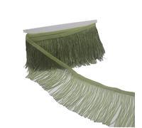 KUYLENT 6.5 Yard 4 Inches Polyester Fringe Trim Lace Chainette Tassel Fringe Trimming for Latin Dress Stage Clothes Lamp Shade Decoration DIY (Army Green)