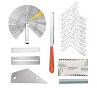 Kuylive Guitar Luthier Tools Includes Guitar Fret File, Fret Rocker, Fingerboard Guards Protectors, Guitar Radius Gauge, String Action Ruler, 32 Blades Feeler Gauge and Grinding Stone