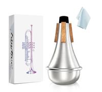 Kuylive Trumpet Mute，Lightweight Aluminum Practice Trumpet Mute Silencer for Jazz Classic, Excellent for Practice or Performance，Silver