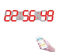 KUYNMCS 27 Inch LED WIFI Wall Clock, 4-Digits, Auto Dimmer, Alarm, Thermometer, Count Up/down, Calendar, 8-Level Brightness, For Industrial Warehouse(Red)