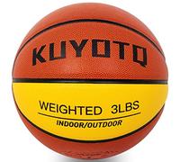 KUYOTQ 1.3kg Weighted Heavy Training Basketball Size 7 Composite Leather In and Outdoor Heavy Trainer Basketball for Improving Ball Handling Dribbling Passing and Rebounding Skill (deflated, Size 7)