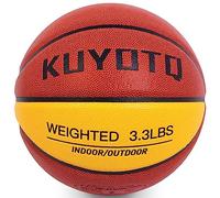 KUYOTQ 3.3lbs Weighted Basketball Composite Indoor Outdoor Heavy Trainer Basketball for Improving Ball Handling Dribbling Passing and Rebounding Skill | deflated, Size 7