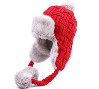 Kuyou Women’s Winter Hat, Ear Muffs, Warm Trapper Fur Hat, red, One Size Fits All