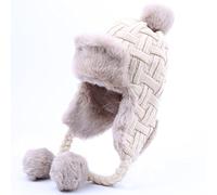 Kuyou Women’s Winter Hat, Ear Muffs, Warm Trapper Fur Hat, White, One Size Fits All