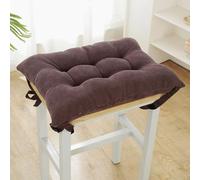 kuyouqi Soft Corduroy Seat Pad with Ties for Stool, Rectangle Stools Cushions Thick Cotton Padded Seat Cushions for Home Outdoor Garden Classroom (Dark Brown, 35 x 24 cm (L x W))