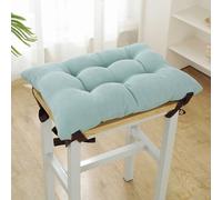 kuyouqi Soft Corduroy Seat Pad with Ties for Stool, Rectangle Stools Cushions Thick Cotton Padded Seat Cushions for Home Outdoor Garden Classroom (Ice Blue, 35 x 24 cm （L x W）)