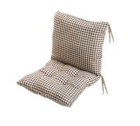 kuyouqi Thick Printed One-piece Chair Cushion with Ties, Square Seat Pad Back Cushion Soft Backrest Seat Cushions for Dining Sofa Office Study Garden (Brown Grid, 45 x 90 cm)