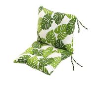 kuyouqi Thick Printed One-piece Chair Cushion with Ties, Square Seat Pad Back Cushion Soft Backrest Seat Cushions for Dining Sofa Office Study Garden (Green Leaf, 45 x 90 cm)