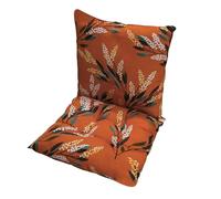kuyouqi Thick Printed One-piece Chair Cushion with Ties, Square Seat Pad Back Cushion Soft Backrest Seat Cushions for Dining Sofa Office Study Garden (Brown/Plants, 40 x 80 cm)