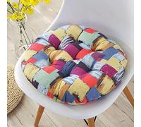 kuyouqi Thickened Linen Round Seat Cushion Chair Pad Bedroom Floor Seating Pad for Dining Bedroom Sofa Reading Corner Garden (40x40cm(16x16inch), Graffiti)