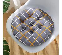 kuyouqi Thickened Linen Round Seat Cushion Chair Pad Bedroom Floor Seating Pad for Dining Bedroom Sofa Reading Corner Garden (40x40cm(16x16inch), Lattice-2)