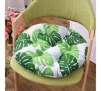 kuyouqi Thickened Linen Round Seat Cushion Chair Pad Bedroom Floor Seating Pad for Dining Bedroom Sofa Reading Corner Garden (40x40cm(16x16inch), Green Leaf)