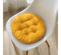kuyouqi Thickened Linen Round Seat Cushion Chair Pad Bedroom Floor Seating Pad for Dining Bedroom Sofa Reading Corner Garden (40x40cm(16x16inch), Yellow (Linen))