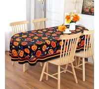 Kuyuayee Halloween Oval Tablecloth 60x84 Inch Waterproof Bat Pumpkin Tablecloth Halloween Washable Table Cloth for Party Picnic Dinner Scary Home Decor