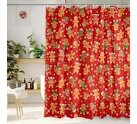 Kuyuayee Merry Christmas Shower Curtain 72x72 Inch Christmas Gingerbread Shower Curtains for Bathroom with Hooks Xmas Bathroom Winter Holiday Home Bath Decor Waterproof Fabric