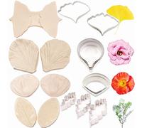kuyuepin 8set Sugar Flower Paste Cutter and Fondant Silicone Mould Stainless Steel Gumpaste Tools Sugarcraft Petal Veiners Making for Cupcake Cookie Toppers Wedding,Birthday Cake Decorating