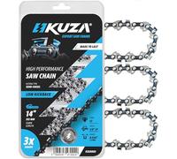 KUZA 14 Inch Chainsaw Chain 3 Pack - .050" Gauge, 3/8" Low Profile Pitch, 52 Drive Links, Easy to Install, Highly Durable, German Steel, Low Kickback fits HUSQVARNA, RYOBI, STIHL Chainsaw and more