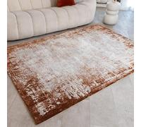 Kuza Border Modern Rug for Living Room Dining Bedroom Luxury Abstract Pattern Soft Silky Velvety Flatweave Rug Terracotta Medium 120x170 cm (4'x5'6")