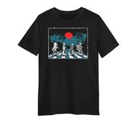 Kuzi Tees Demon Abbey Road T-Shirt Tanjiro Nezuko Zenitsu Inosuke Black Large T-Shirt