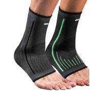 Kuzimua 2 Pack Ankle Support Brace for Plantar Fasciitis, Sprained Ankle, Achilles Tendonitis, Ligament Damage, Sports, Foot Support Socks for Men and Women (1x Black+1x Green, XL)