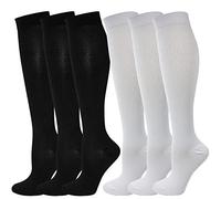 Kuzimua 6 Pairs Compression Socks for Men & Women Best Graduated Athletic Fit for Running Flight Travel Pregnancy Flying Nurses Medical Shin Splints -Varicose Veins (3x Black + 3x White, m)