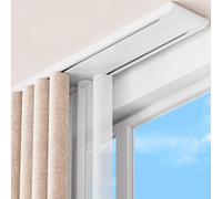 KUZRZNH Double Row Curtain Track Ceiling Mounted, Silent Aluminum Heavy Duty Curtain Track System, Sliding Rails for Curtains, Living Room, Bedroom, Room Divider, Easy Installation (White, 5m)