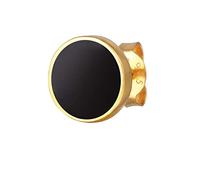 Kuzzoi 0304361522 Men Earrings 1 Piece Round Stud Earrings (8 mm) Men Stud | Earrings with Black Enamel Made of 925 Sterling Silver Gold-Plated Golden Stud Earrings for Men