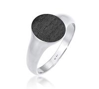 Kuzzoi 0604471420 Men's Signet Ring Oval Matt Blackened Solid 12 mm Wide in 925 Sterling Silver Basic Polished Silver Ring for Men in Ring Size 54 - 66, 64, Sterling Silver