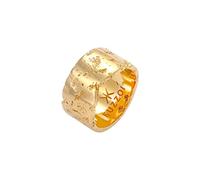 Kuzzoi 0607613120 Men's Ring (12.5 mm) Solid Hand Forged, Band Ring for Men Made of 925 Sterling Silver Gold-Plated Golden Silver Ring Hammered Ring in Rustic Look Ring Size 60-66, Sterling Silver
