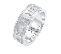 Kuzzoi 0612541120 Men's Polished Band Ring Solid (8 mm) in 925 Sterling Silver, Wide Jewellery Accessory with Roman Numerals, Ring for Men in Ring Size 60-66, Sterling Silver