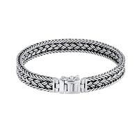 kuzzoi 925 Sterling Silver Byzantine Bracelet for Men, Length 6,69 inch - 8,27 inch, Width 0,39 inch, 1.41 oz, 6.69 inches, Metal, no gemstone
