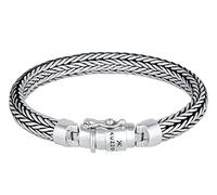 kuzzoi 925 Sterling Silver Round Byzantine Bracelet for Men, Length 7,48 inch - 9,05 inch, Width 0,28 inch, 7.48 inches, Sterling Silver, no gemstone