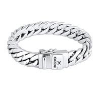 kuzzoi 925 Sterling Silver Round Byzantine Bracelet for Men, Length 7,48 inch - 9,05 inch, Width 0,55 inch, 3.17 oz, 8.27 inch, Metal, no gemstone