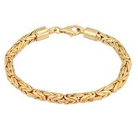 Kuzzoi Buddha Silver Bracelet for Men, Handmade Byzantine Chain Bracelet (5 mm) Made of 925 Silver Gold-Plated Golden Byzantine Bracelet for Men, 26.3 g Weight, 23 centimeters, Sterling Silver