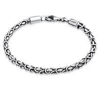 Kuzzoi Buddha Silver Bracelet for Men Handmade Byzantine Chain Bracelet | mm) Made of Oxidised 925 Sterling Silver Solid Byzantine Bracelet for Men 16 g